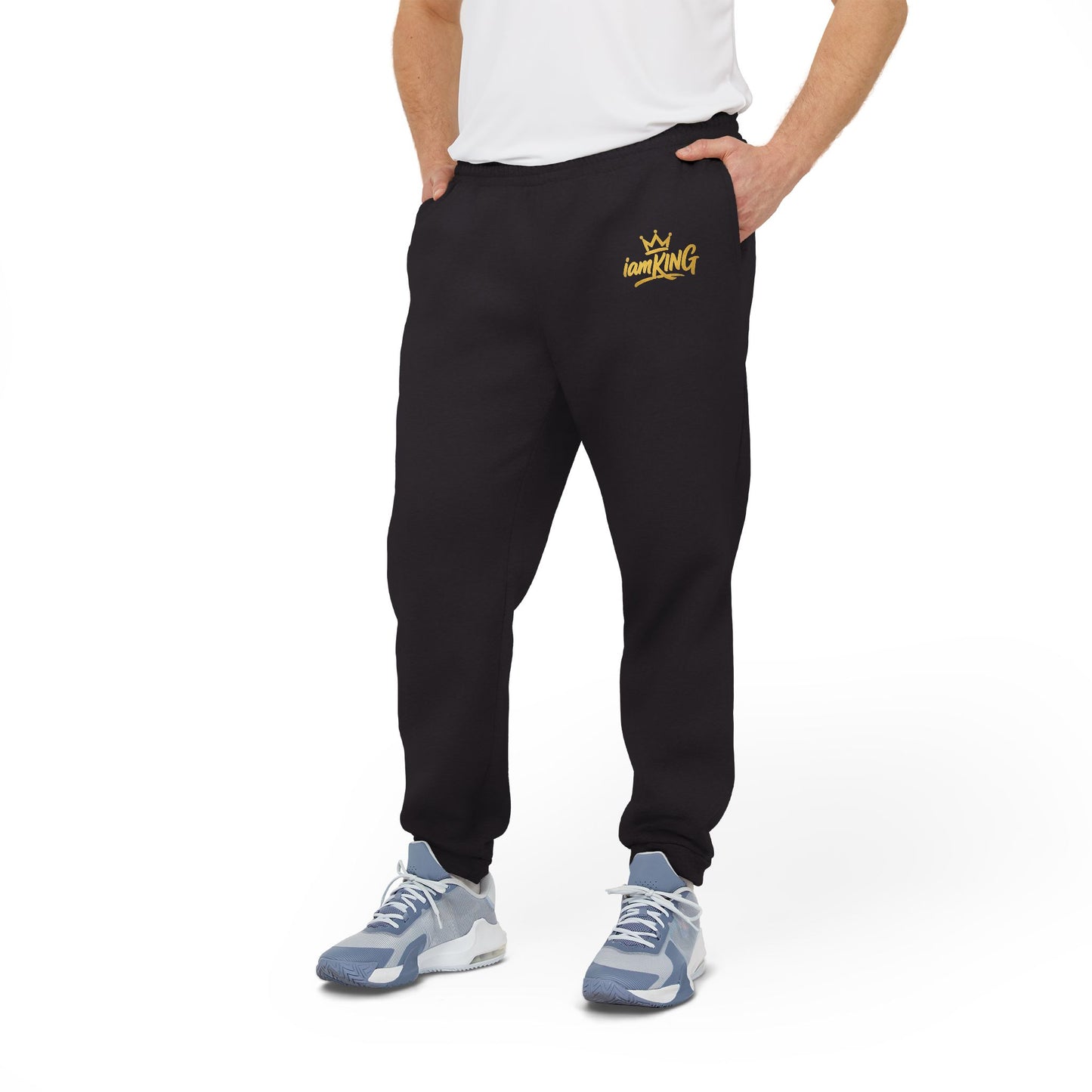 Embroidered Crown Logo Joggers — Charcoal Fleece Sweatpants