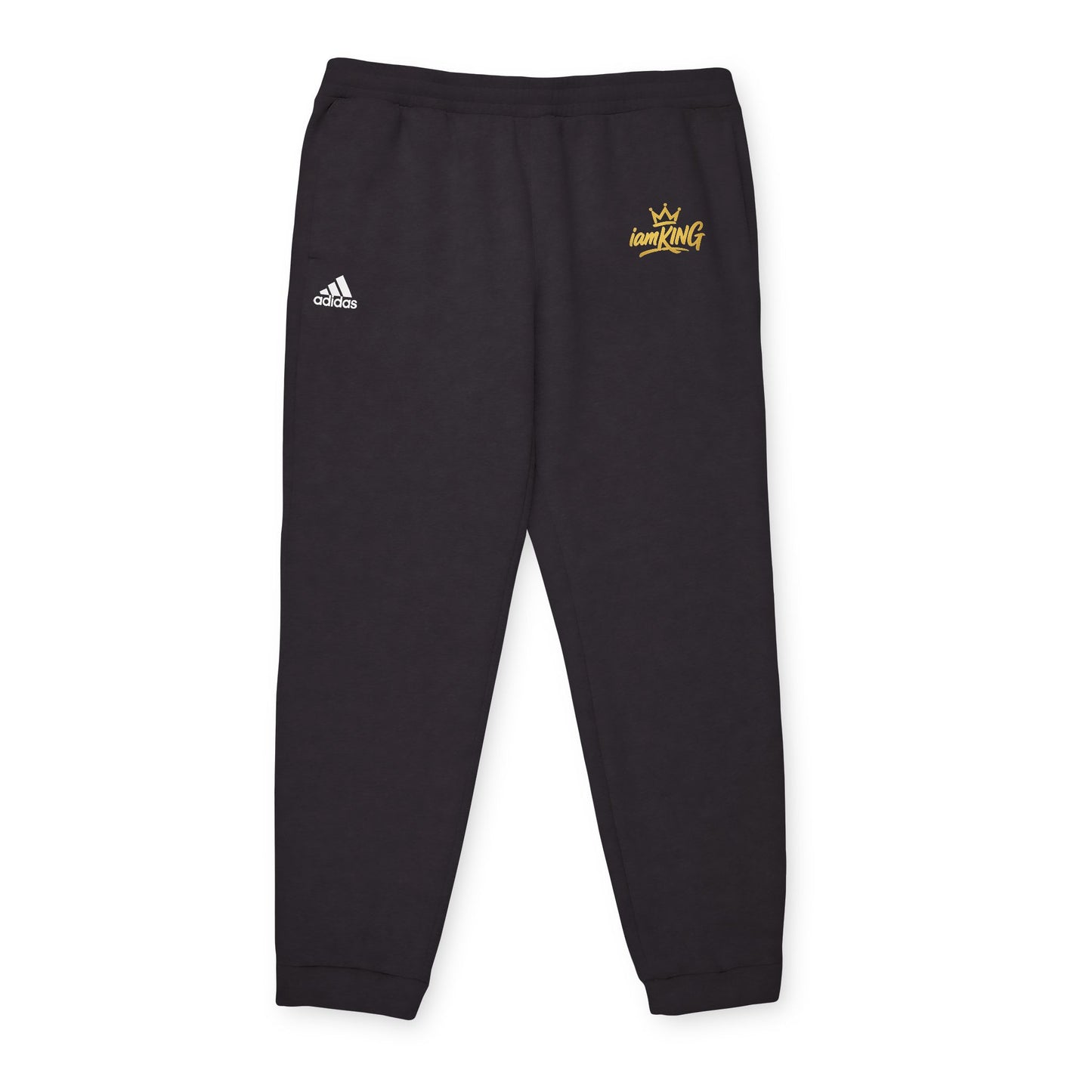 Embroidered Crown Logo Joggers — Charcoal Fleece Sweatpants