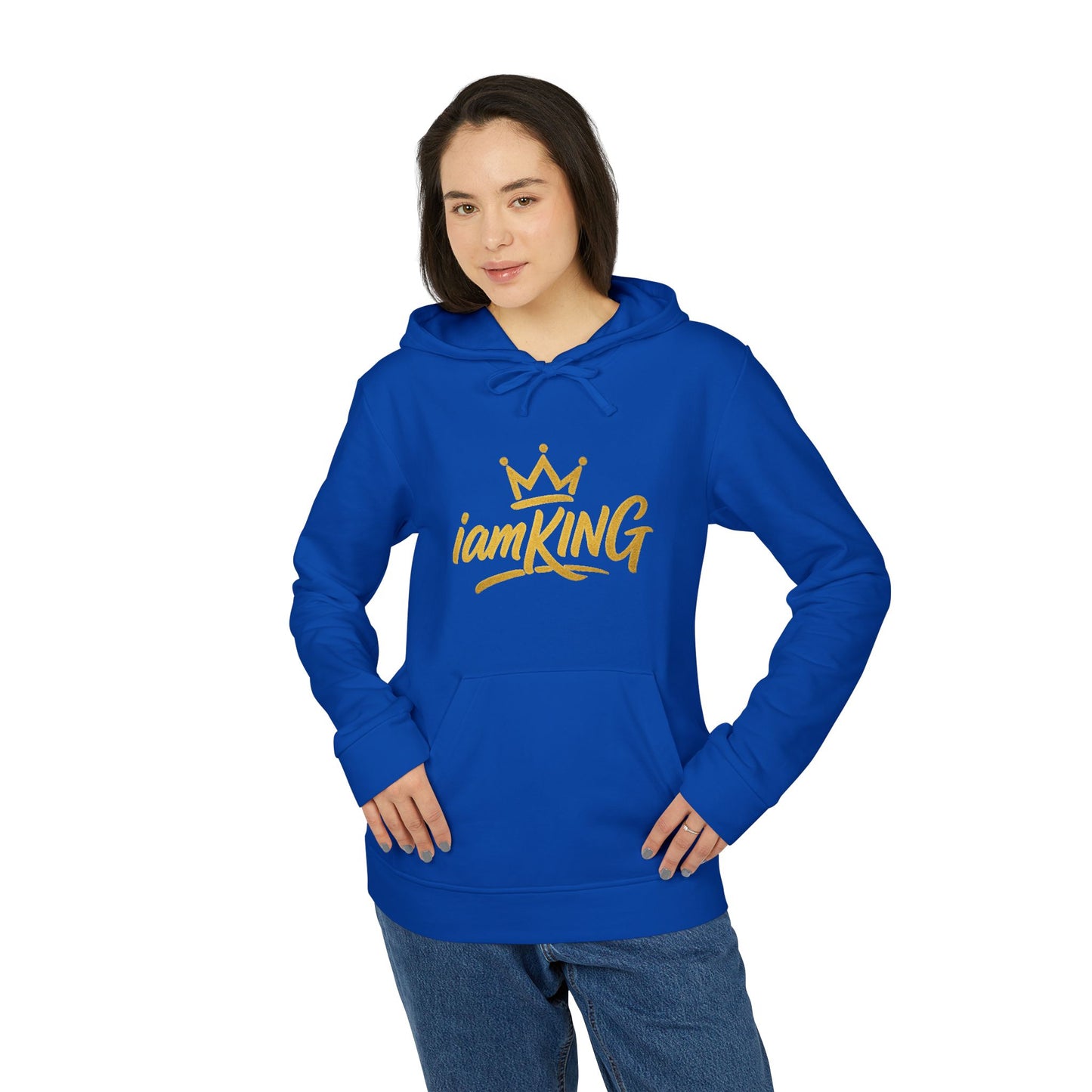 King Graphic Hoodie — "iamKING" Script Logo, Outlift Outlast Outwork Back Design