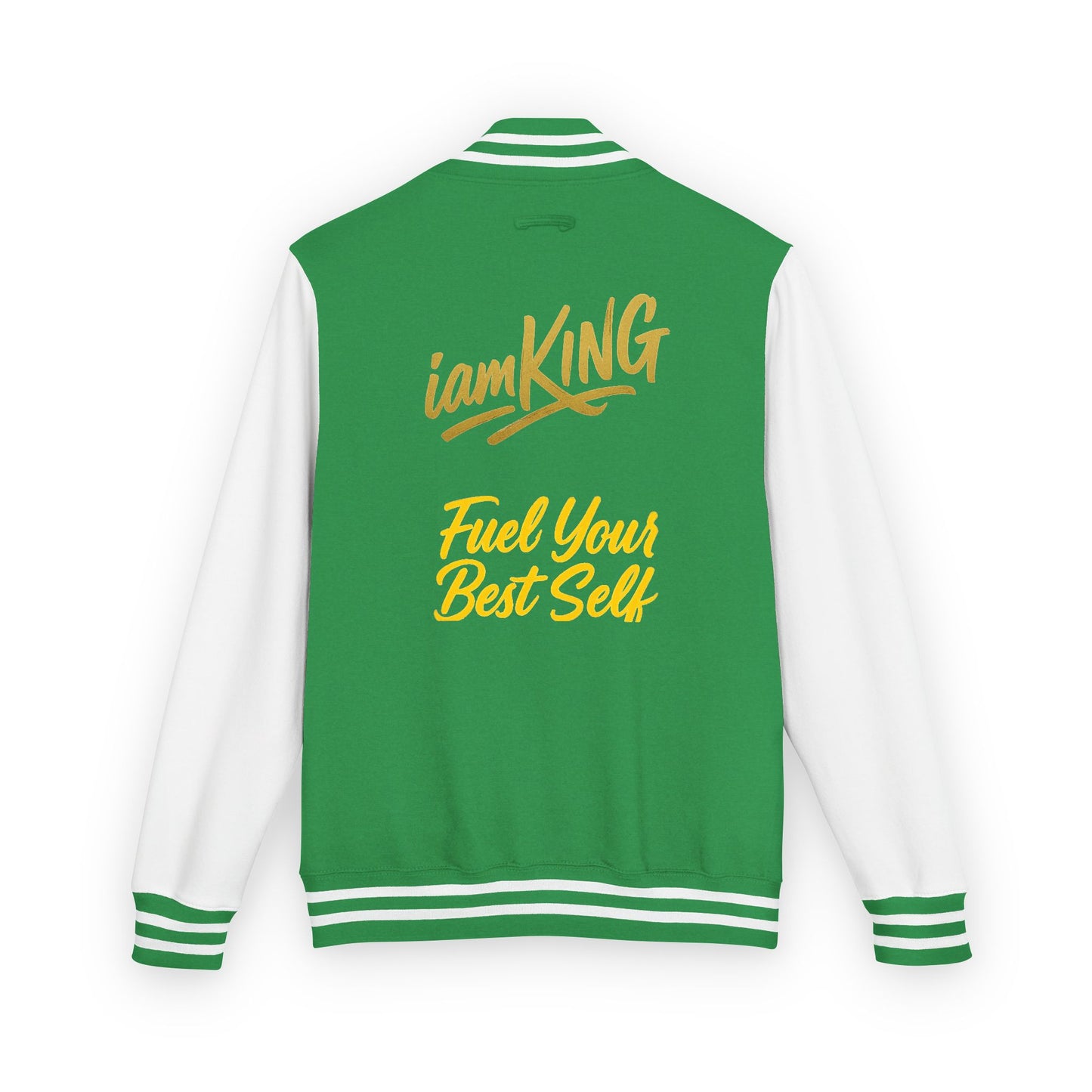 Letterman Jacket - 'iamKing' Gold Varsity Jacket (Fuel Your Best Self)