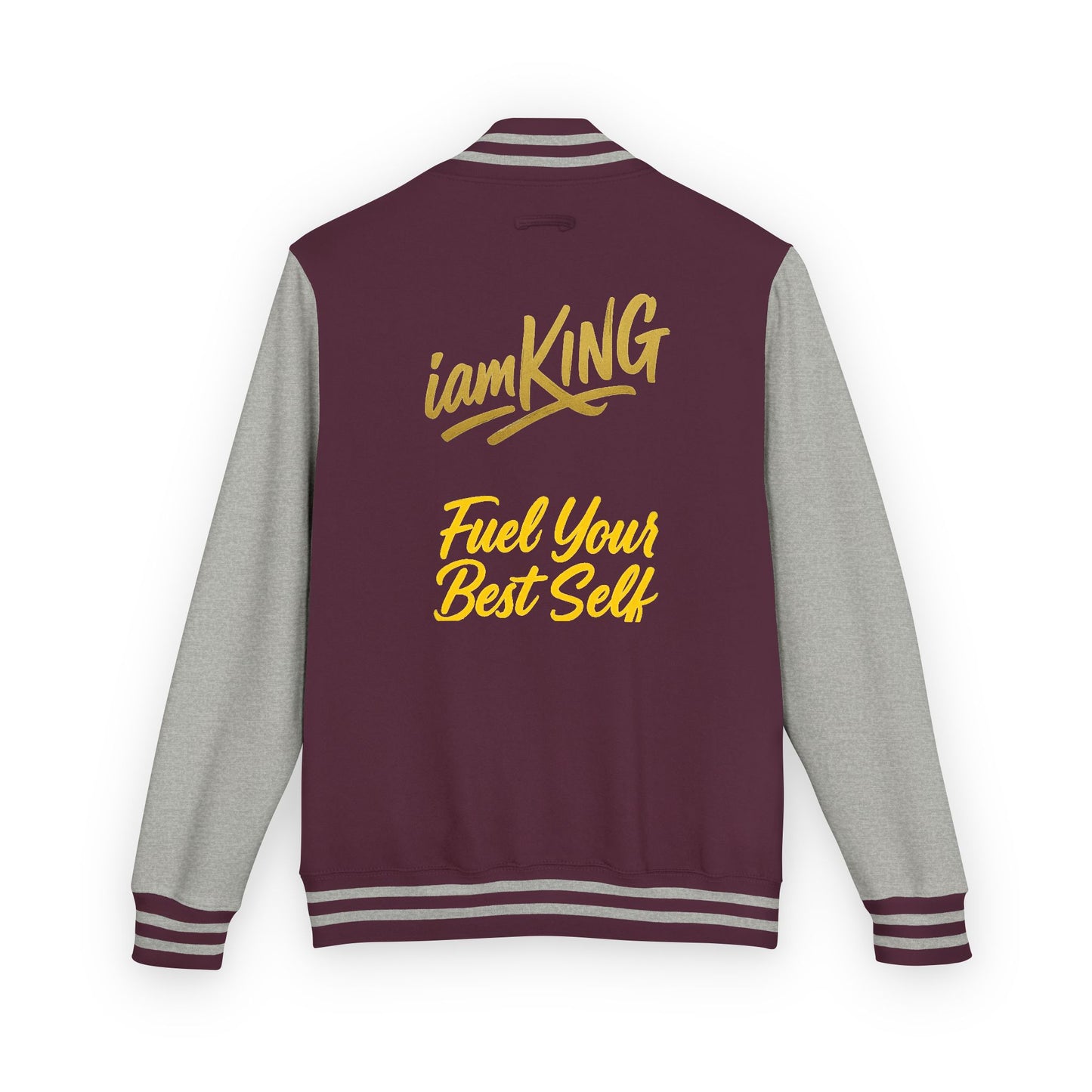 Letterman Jacket - 'iamKing' Gold Varsity Jacket (Fuel Your Best Self)