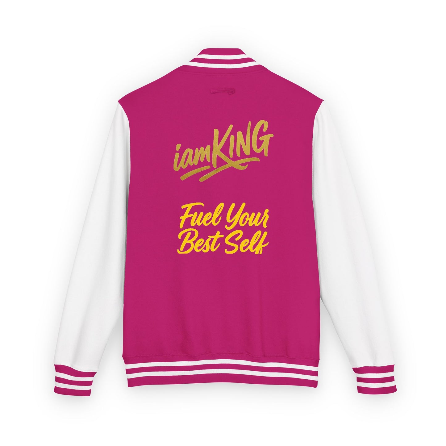Letterman Jacket - 'iamKing' Gold Varsity Jacket (Fuel Your Best Self)