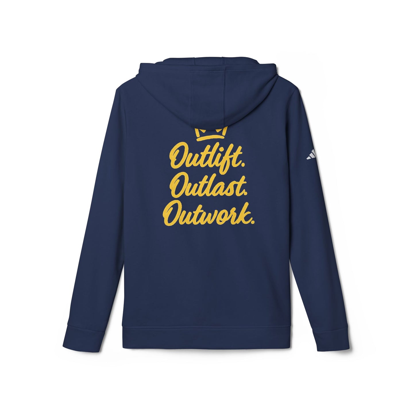 King Graphic Hoodie — "iamKING" Script Logo, Outlift Outlast Outwork Back Design