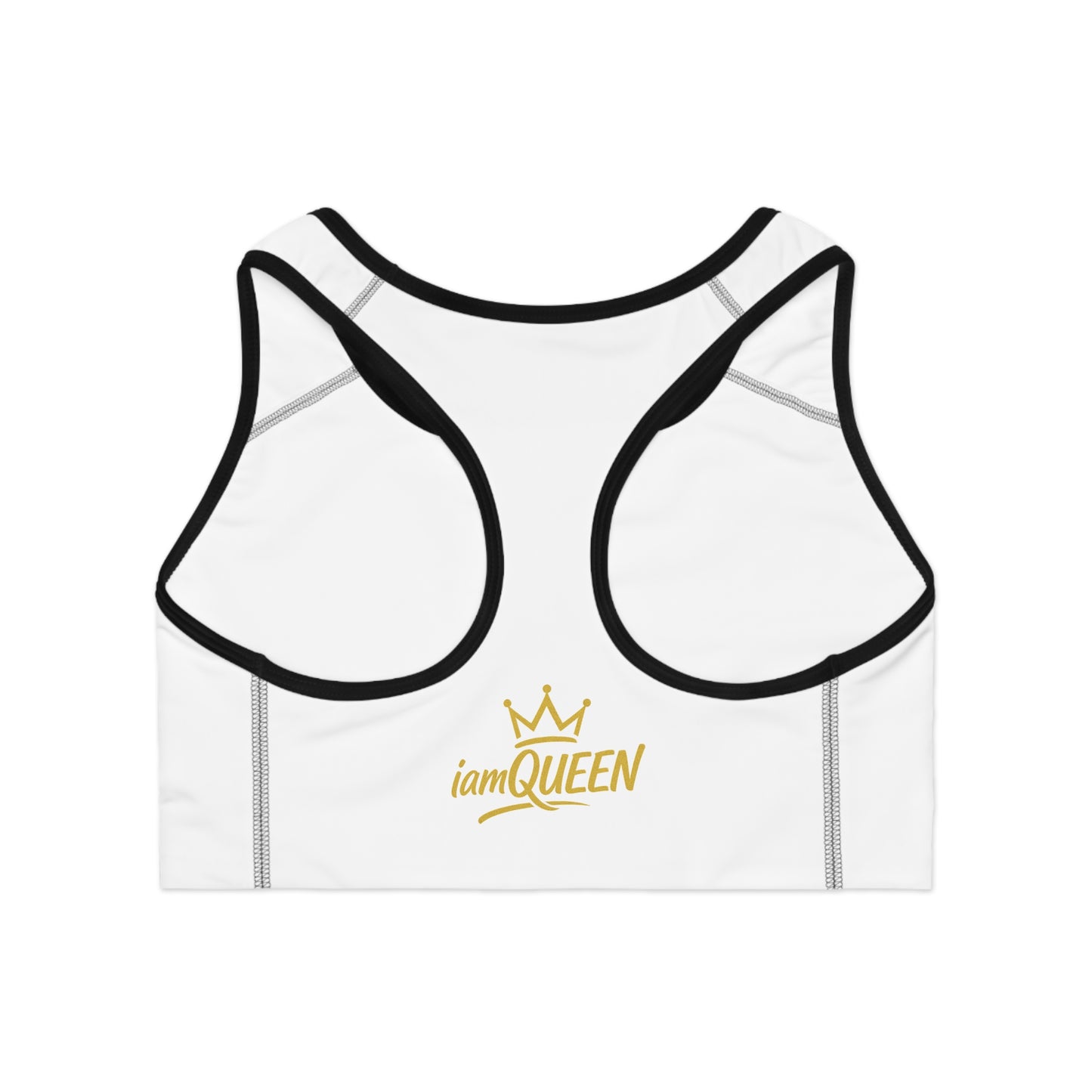 Women’s Floral “iamQUEEN” Sports Bra — Gold Blossom Activewear
