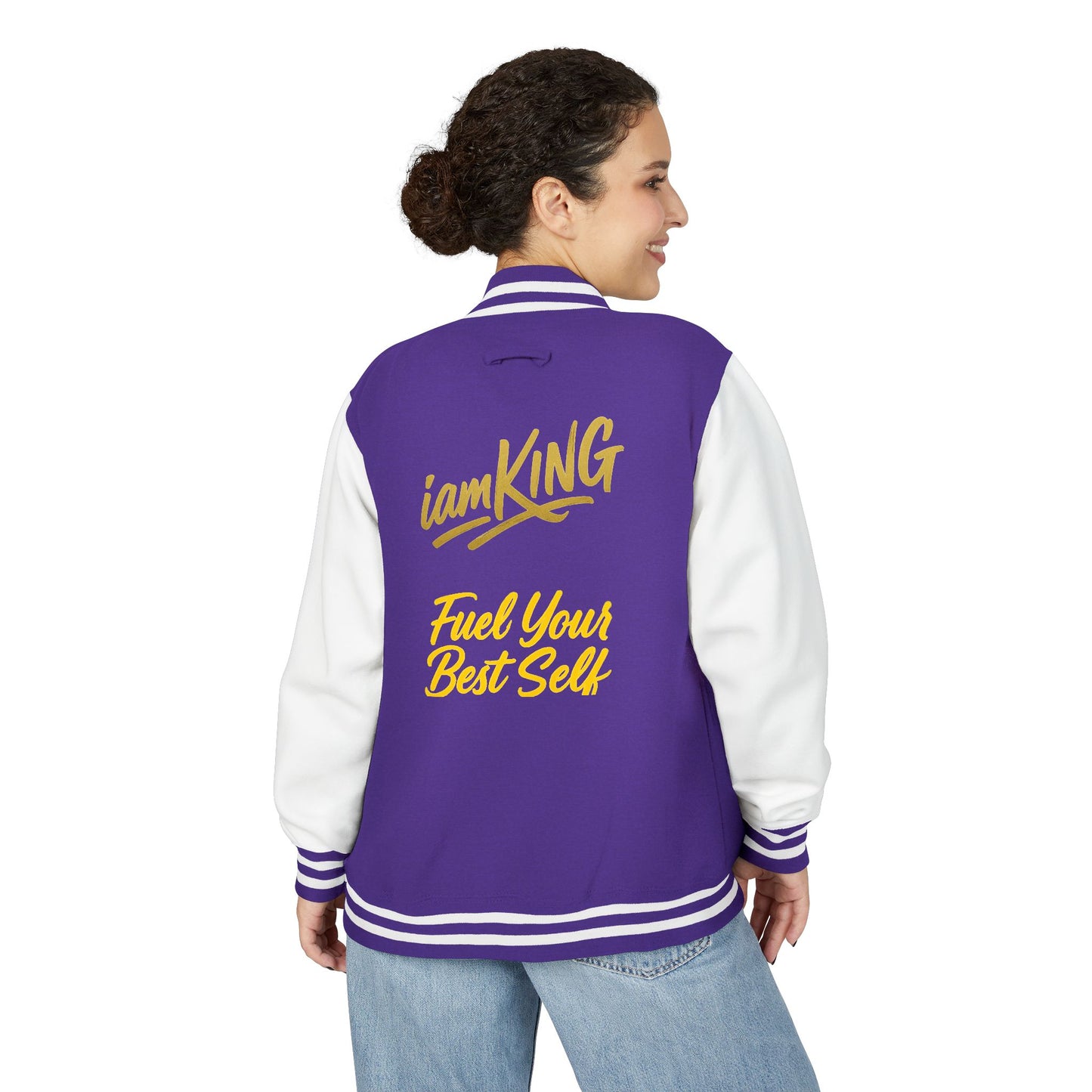 Letterman Jacket - 'iamKing' Gold Varsity Jacket (Fuel Your Best Self)