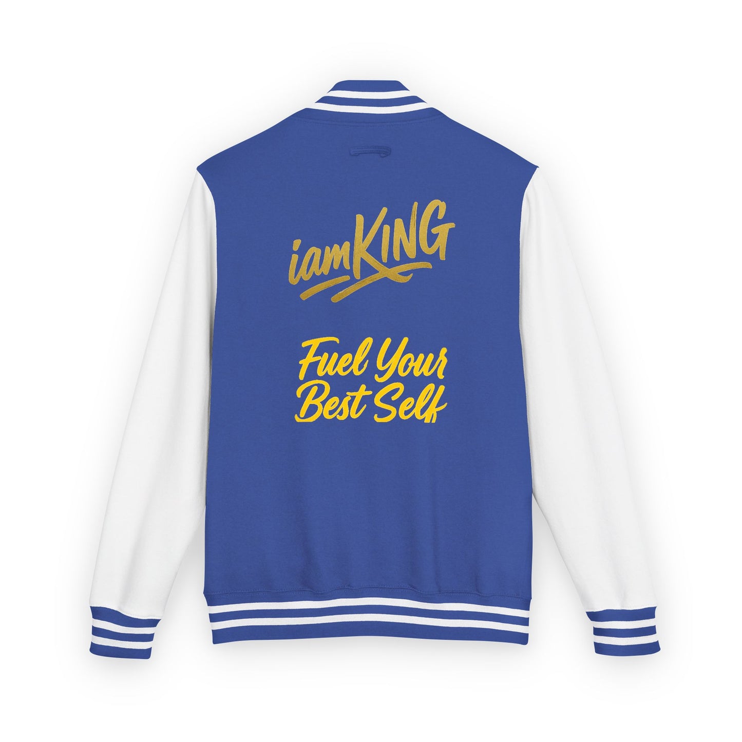 Letterman Jacket - 'iamKing' Gold Varsity Jacket (Fuel Your Best Self)