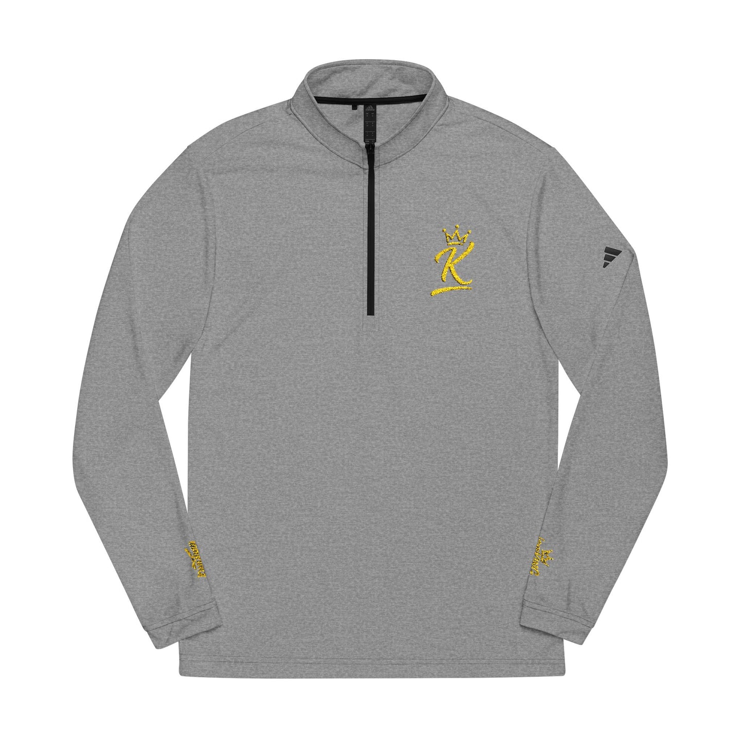 Embroidered adidas® White Quarter-Zip Pullover – Gold Mascot Accent