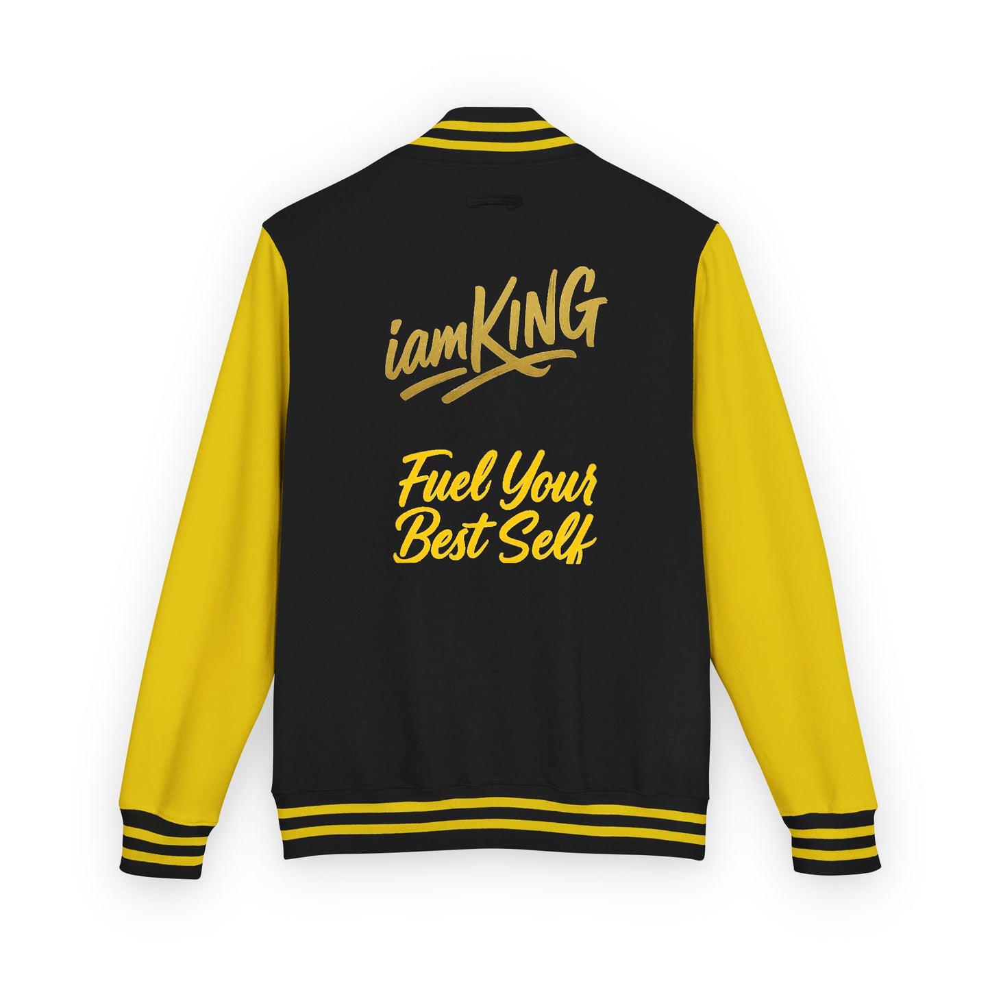 Letterman Jacket - 'iamKing' Gold Varsity Jacket (Fuel Your Best Self)