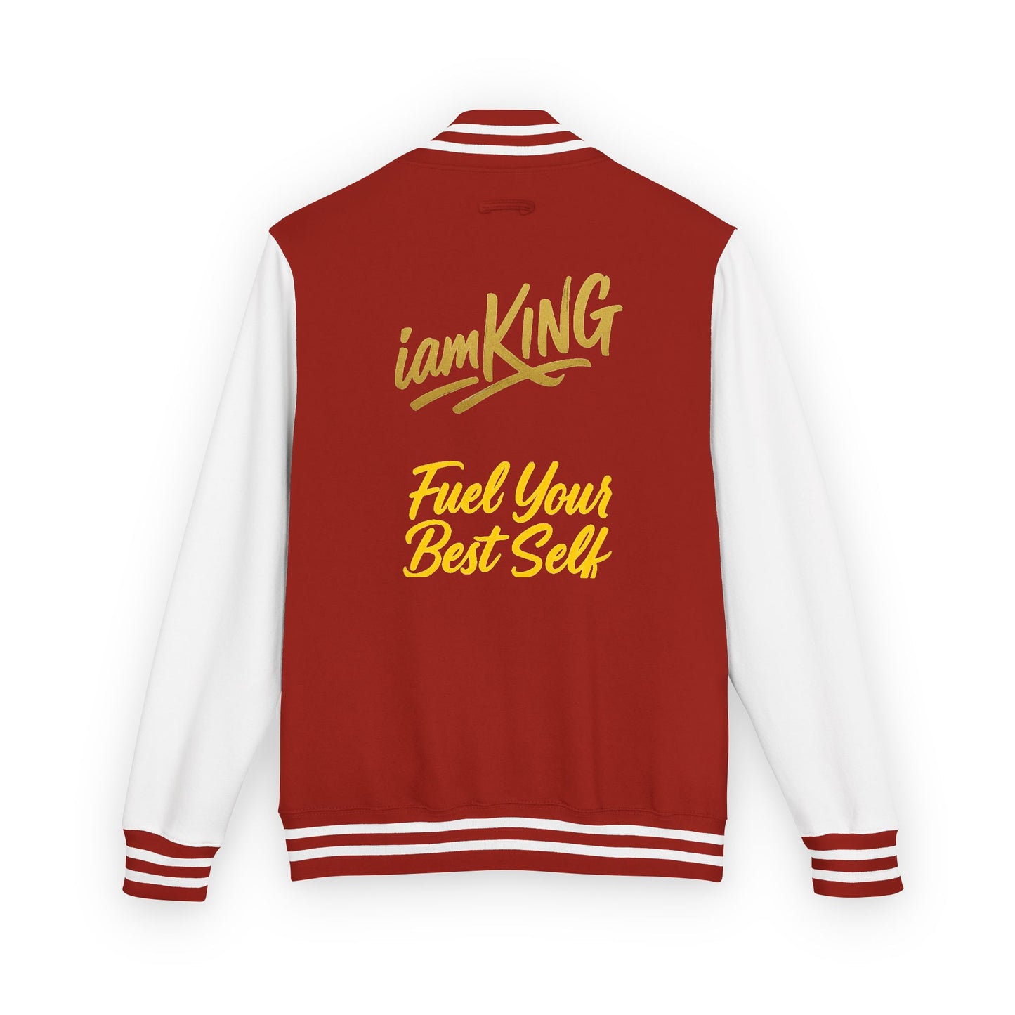Letterman Jacket - 'iamKing' Gold Varsity Jacket (Fuel Your Best Self)
