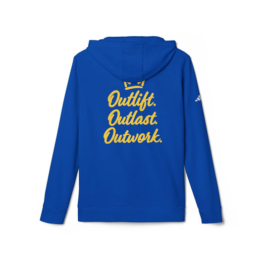 King Graphic Hoodie — "iamKING" Script Logo, Outlift Outlast Outwork Back Design