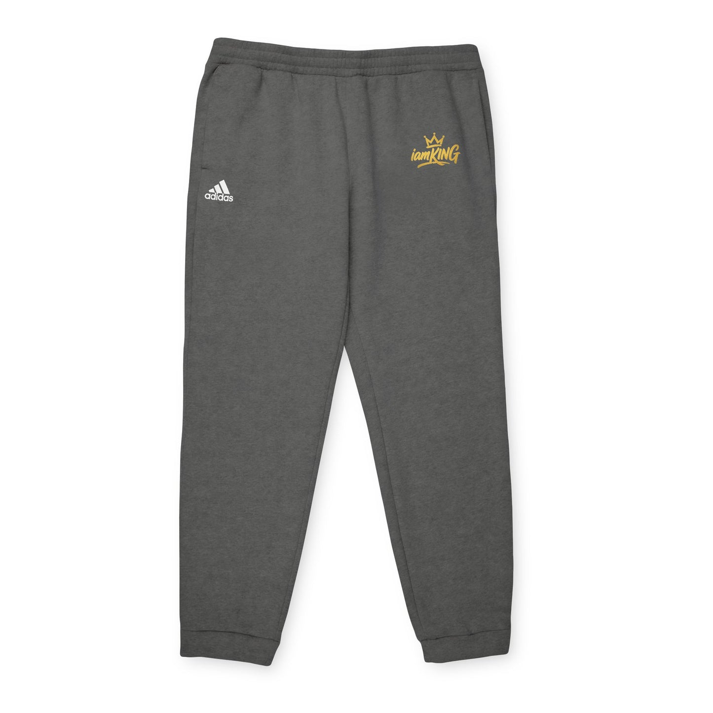 Embroidered Crown Logo Joggers — Charcoal Fleece Sweatpants