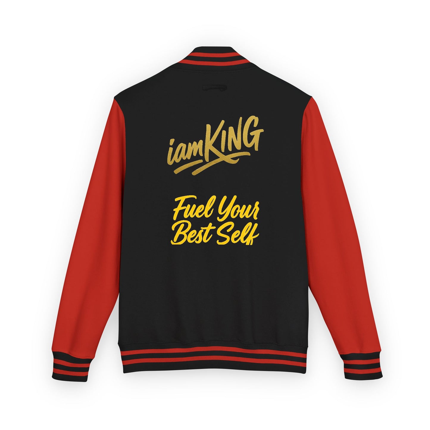 Letterman Jacket - 'iamKing' Gold Varsity Jacket (Fuel Your Best Self)
