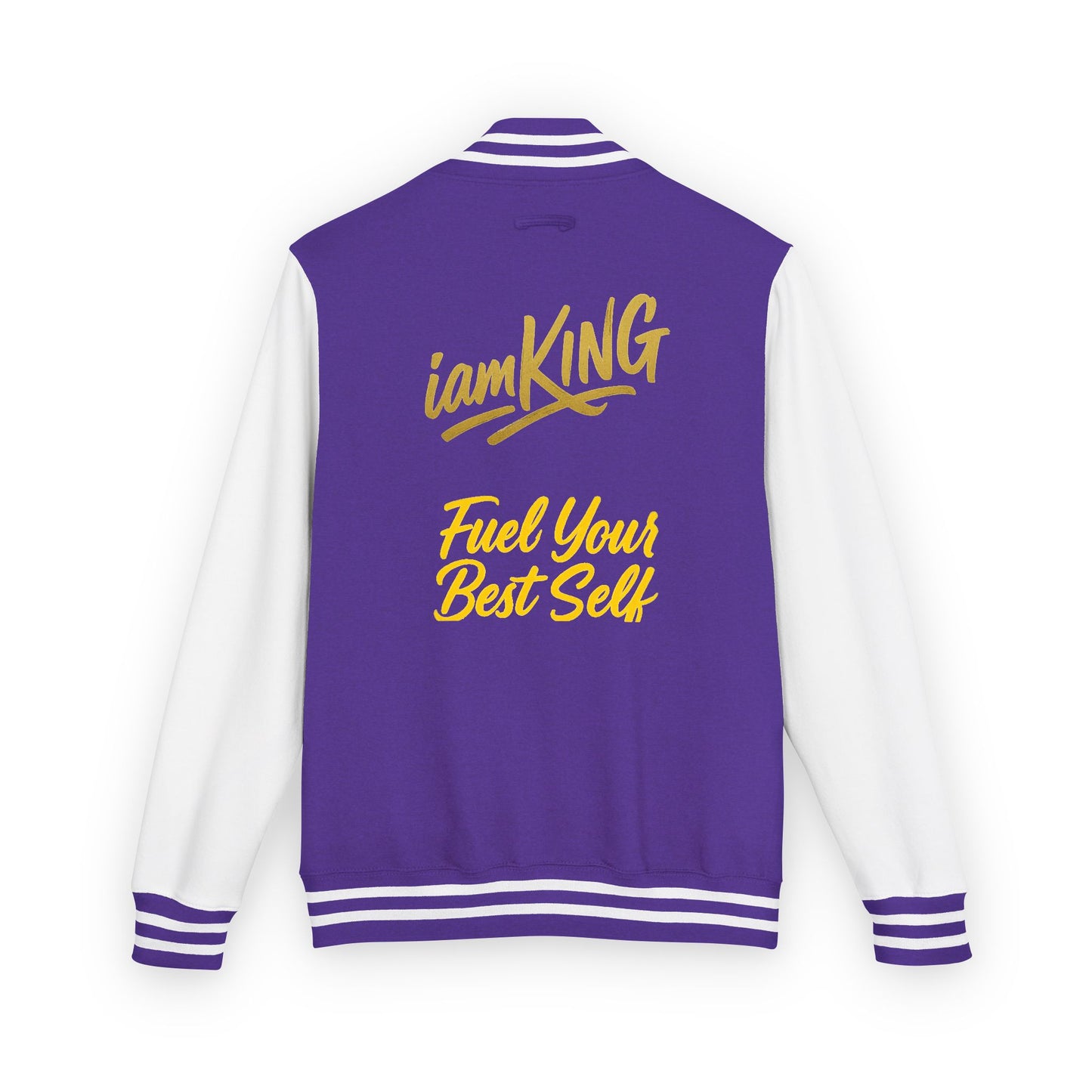 Letterman Jacket - 'iamKing' Gold Varsity Jacket (Fuel Your Best Self)