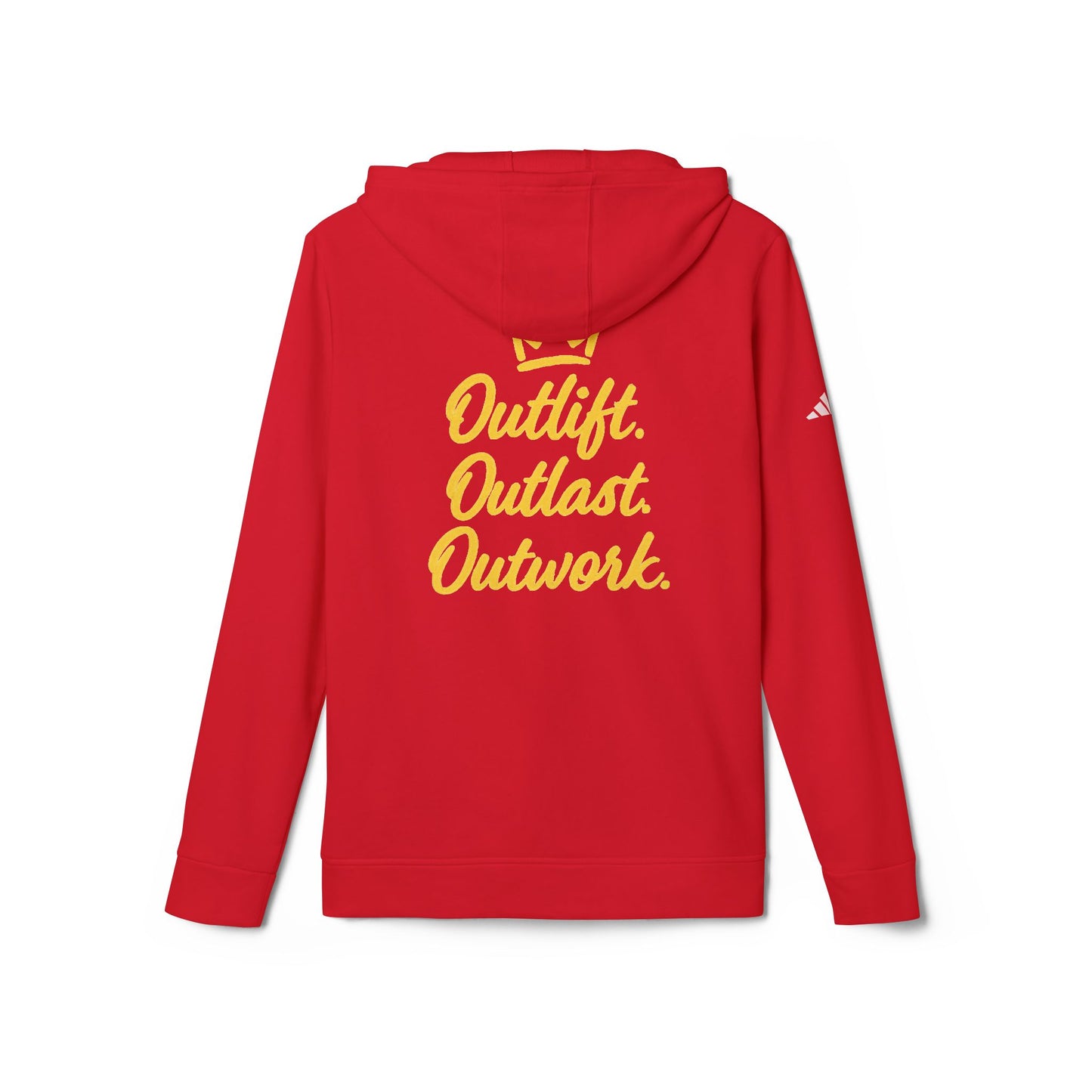 King Graphic Hoodie — "iamKING" Script Logo, Outlift Outlast Outwork Back Design