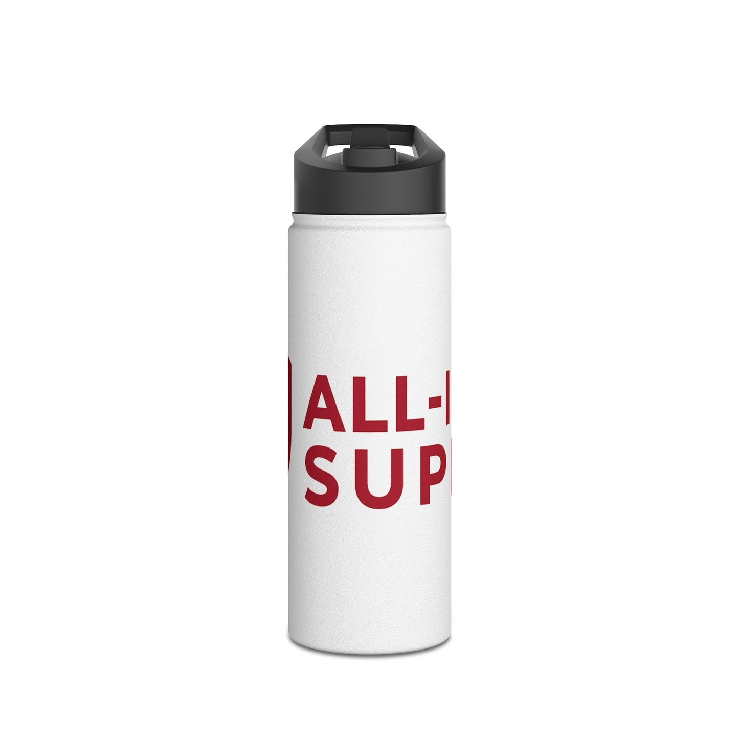 All‑In-1 Supps Stainless Steel Water Bottle — Red Shield Logo