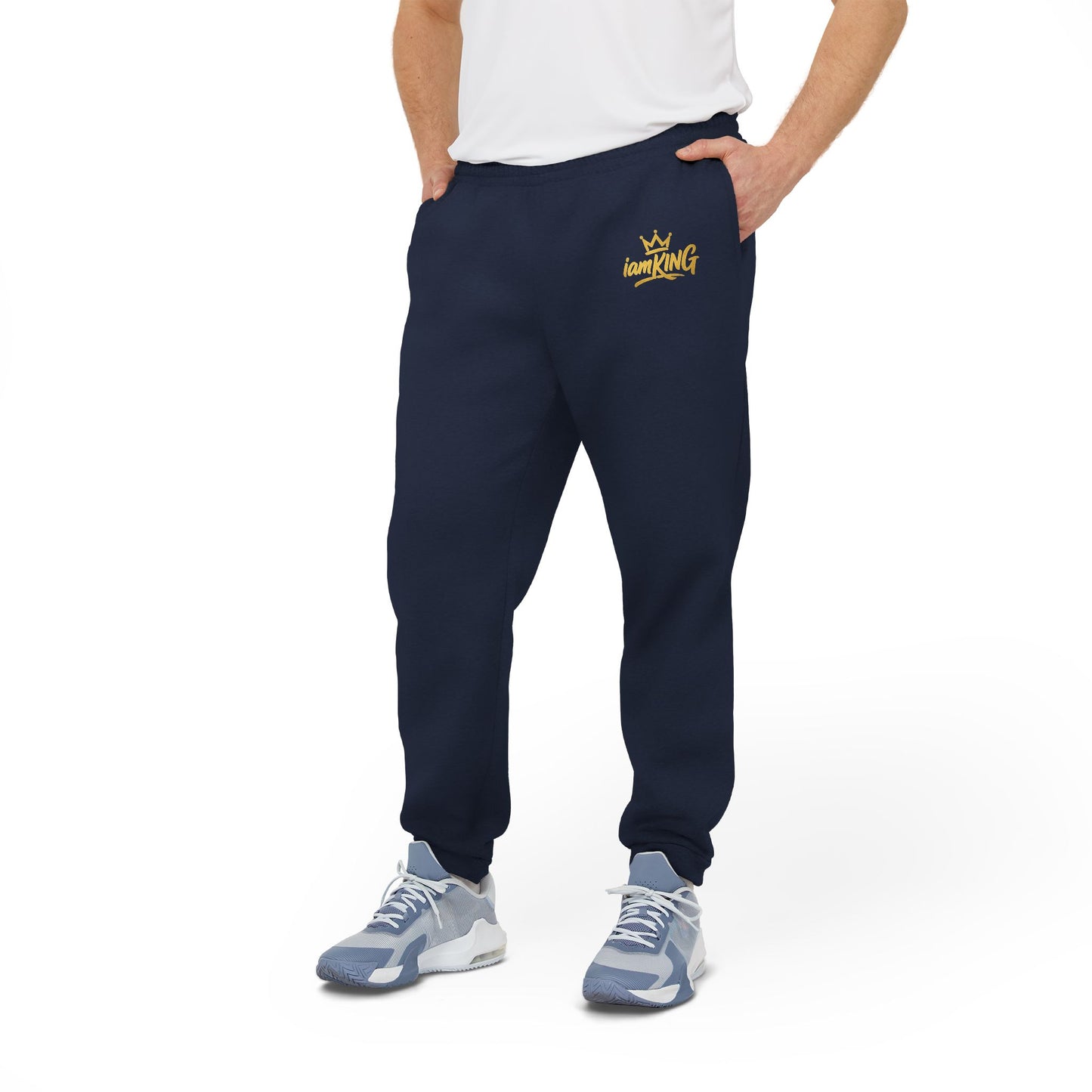 Embroidered Crown Logo Joggers — Charcoal Fleece Sweatpants