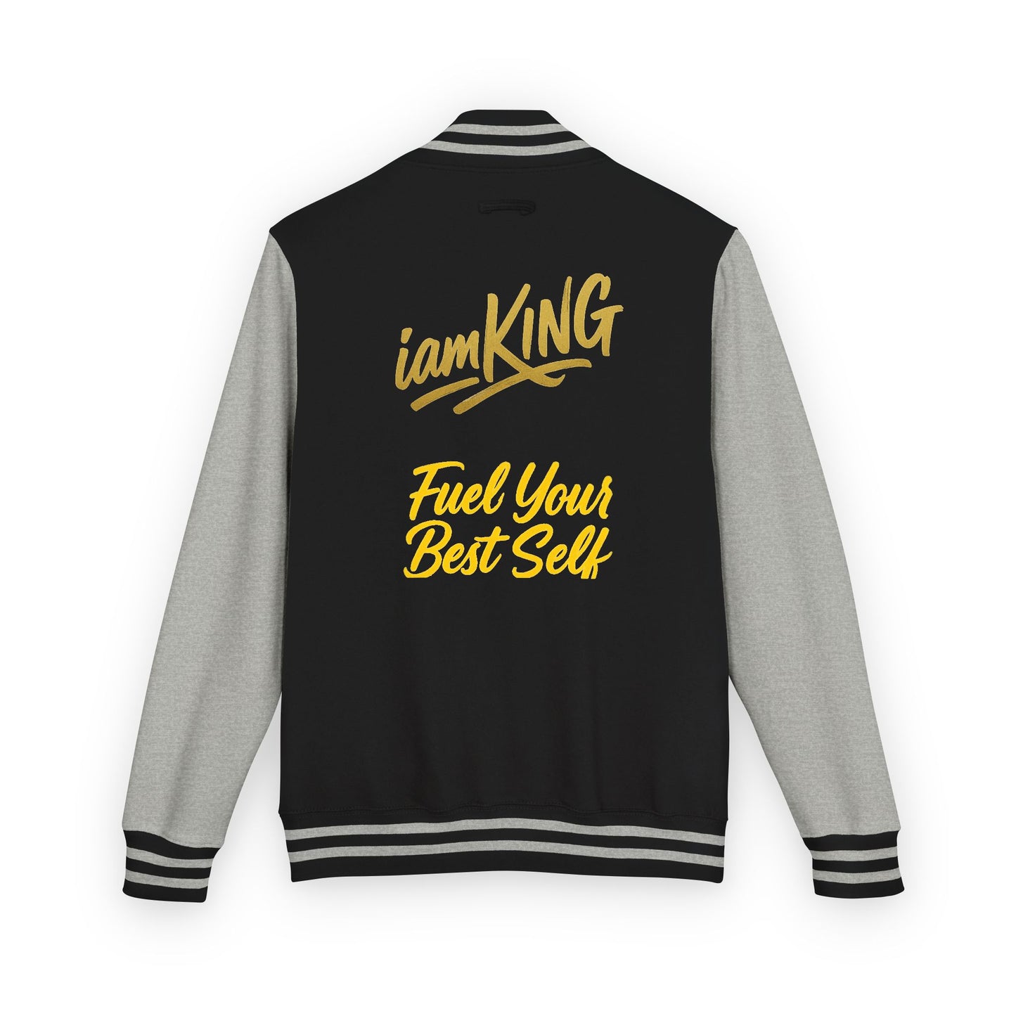 Letterman Jacket - 'iamKing' Gold Varsity Jacket (Fuel Your Best Self)