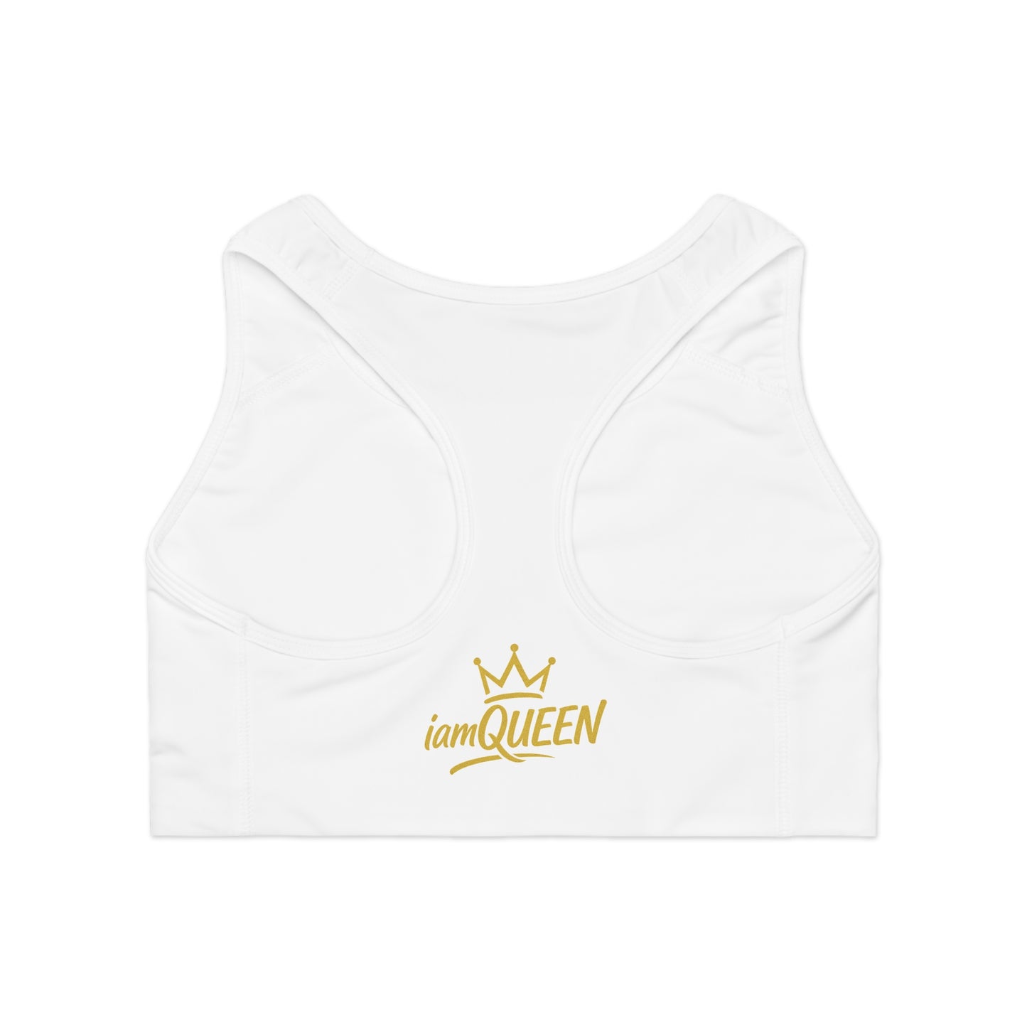 Women’s Floral “iamQUEEN” Sports Bra — Gold Blossom Activewear