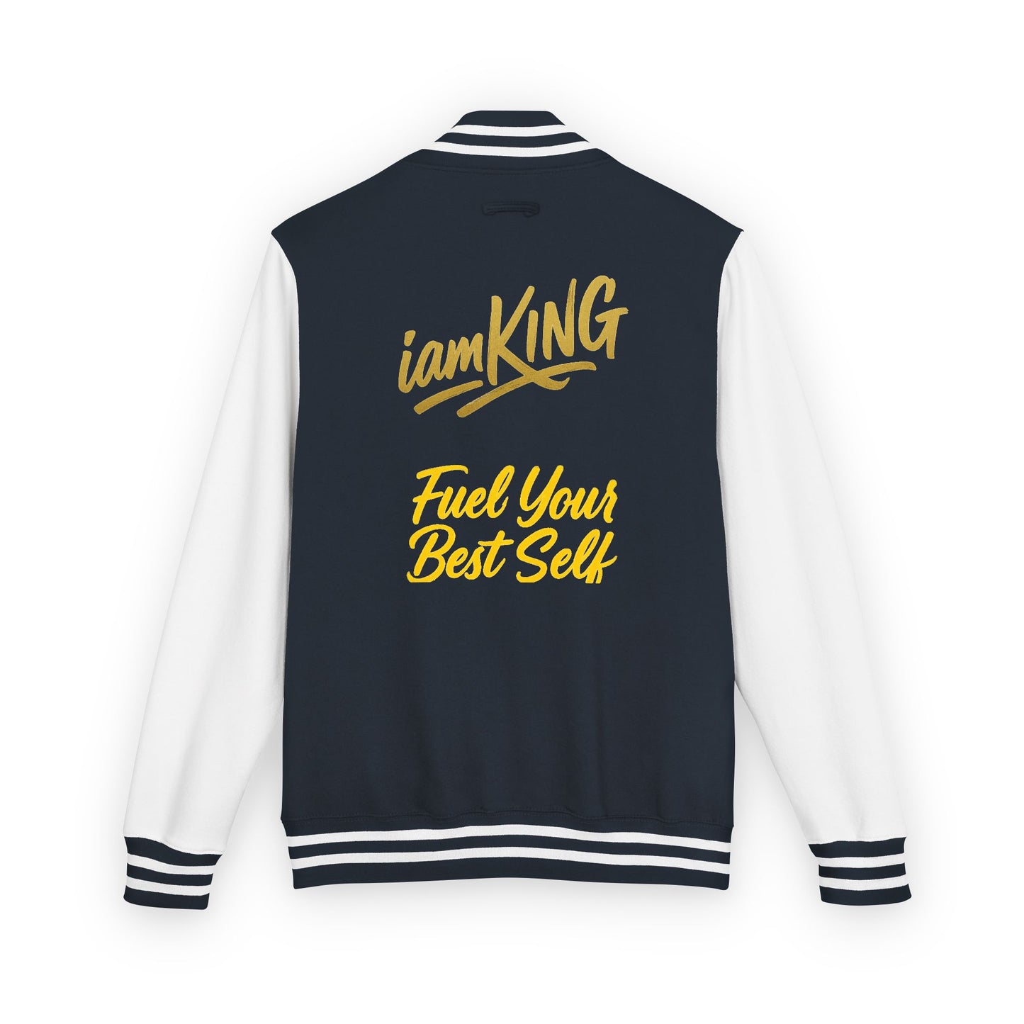 Letterman Jacket - 'iamKing' Gold Varsity Jacket (Fuel Your Best Self)