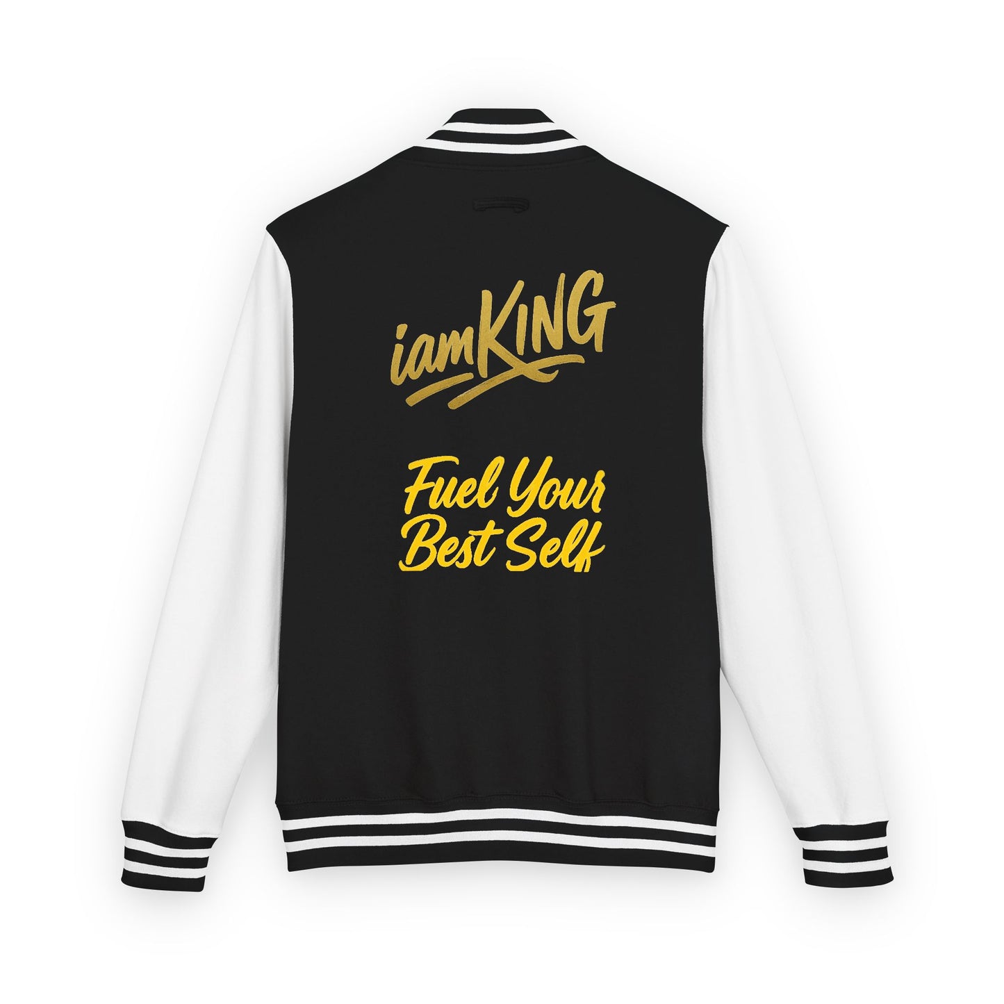 Letterman Jacket - 'iamKing' Gold Varsity Jacket (Fuel Your Best Self)