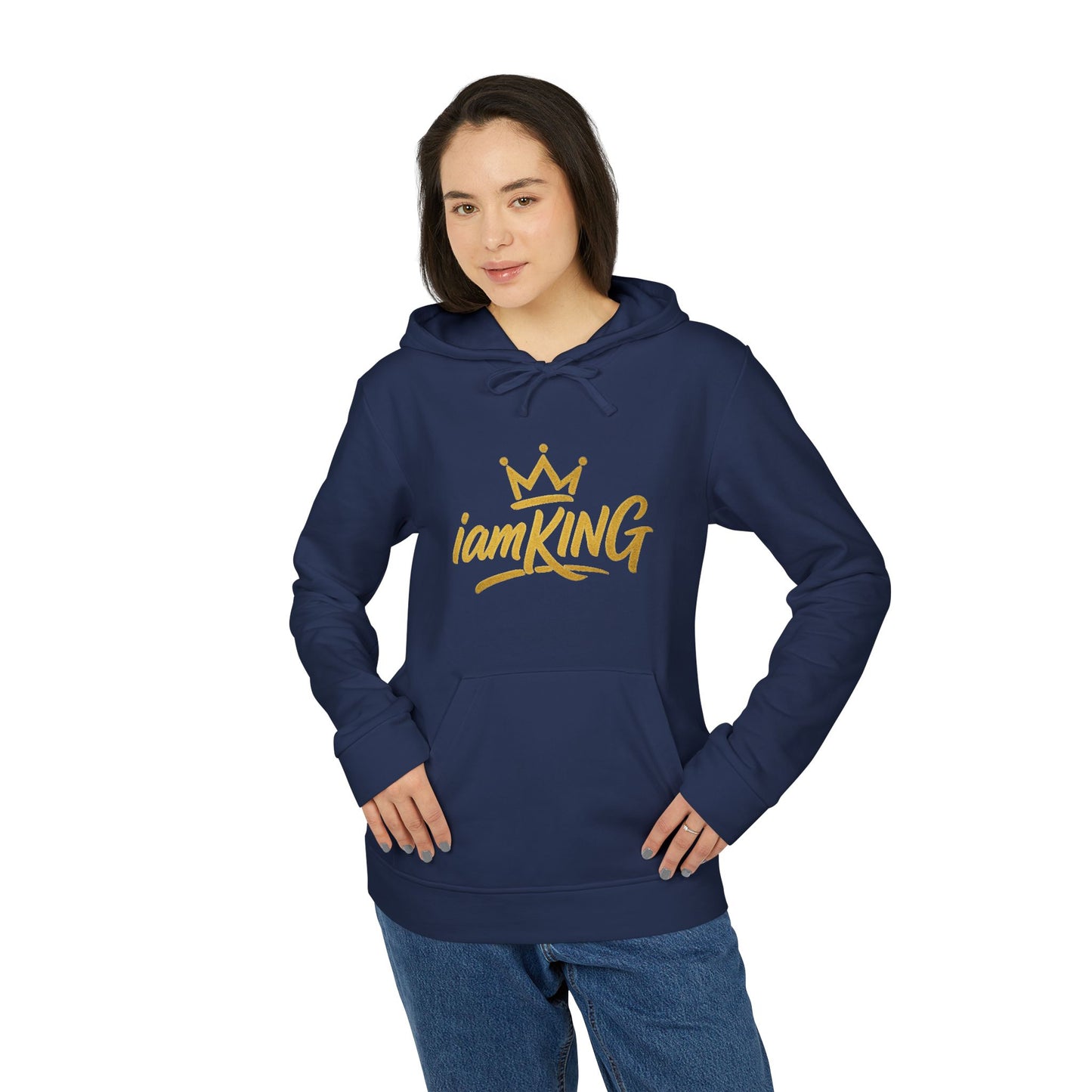King Graphic Hoodie — "iamKING" Script Logo, Outlift Outlast Outwork Back Design