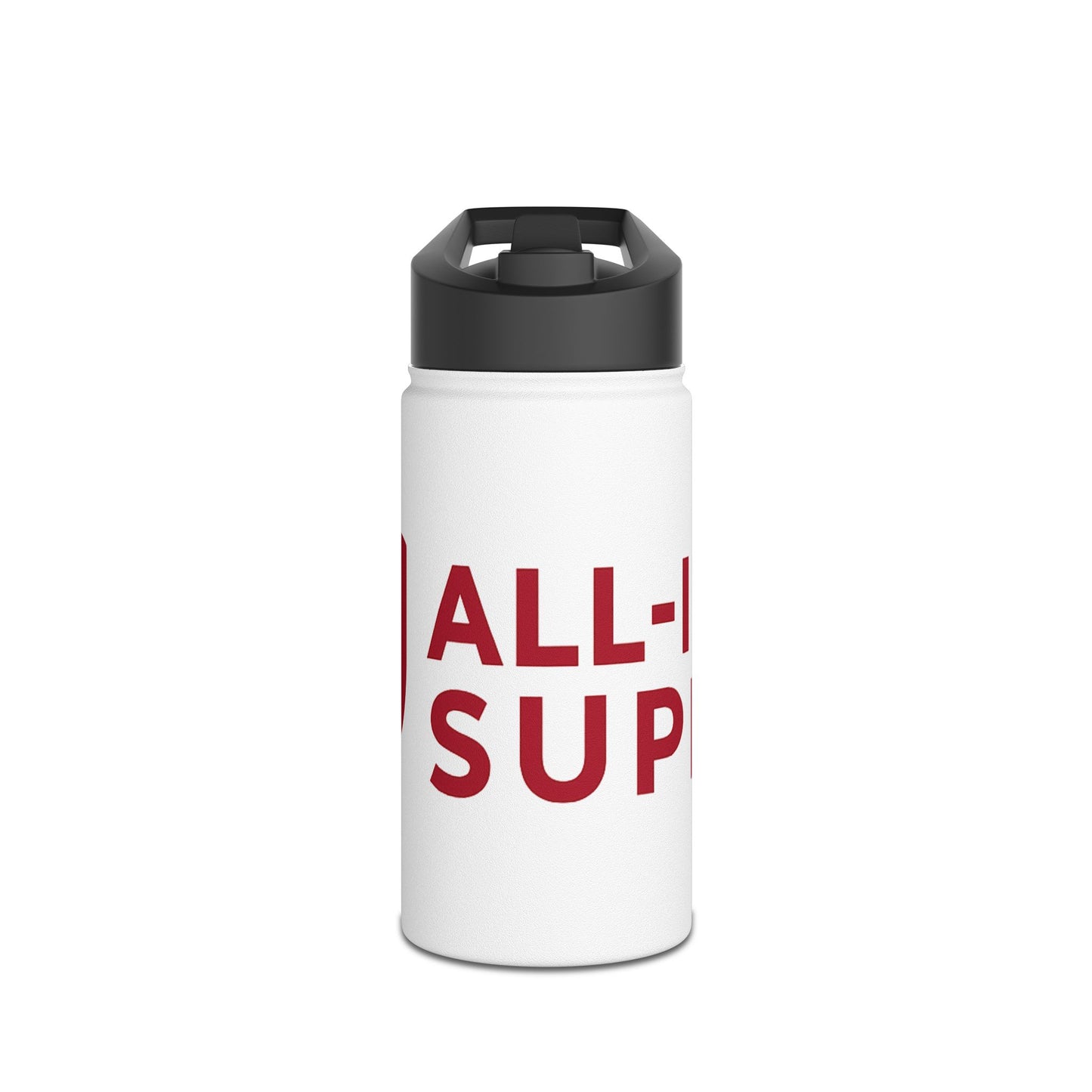 All‑In-1 Supps Stainless Steel Water Bottle — Red Shield Logo