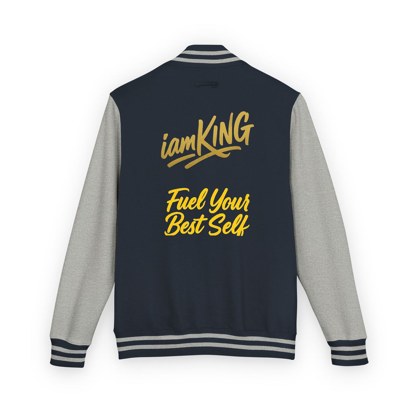 Letterman Jacket - 'iamKing' Gold Varsity Jacket (Fuel Your Best Self)